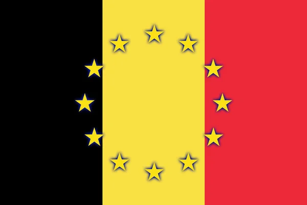 比利时和欧洲联盟的旗帜 — 图库照片