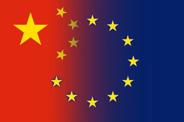 China y la bandera de la Unión Europea — Foto de Stock