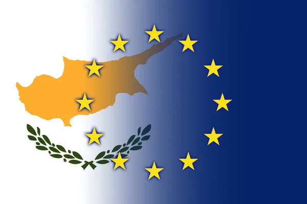 Vlag van Cyprus en de Europese Unie — Stockfoto