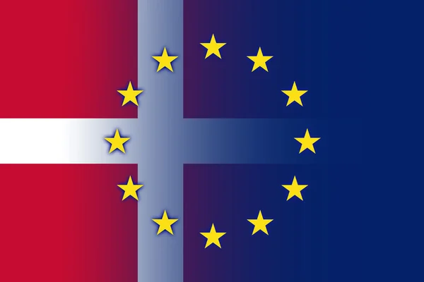 Dinamarca y Bandera de la Unión Europea —  Fotos de Stock