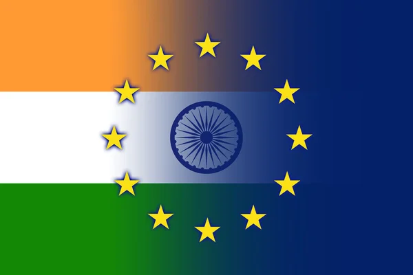 Índia e União Europeia Bandeira — Fotografia de Stock