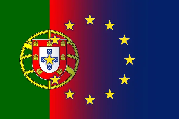 Portugal och Europeiska unionens flagga — Stockfoto