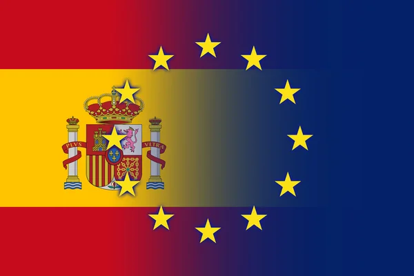 Spanje en de Europese Unie vlag — Stockfoto