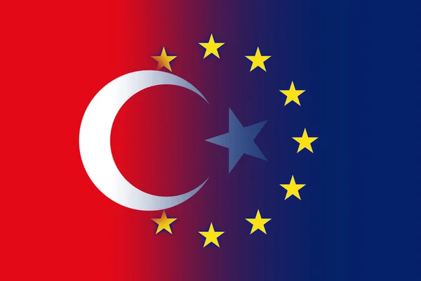 Turecko a Evropská unie vlajka — Stock fotografie
