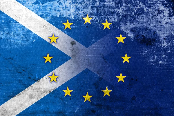 ヴィンテージと古い外観とスコットランドと欧州連合の旗 — ストック写真