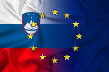 Slovenië en de Europese Unie vlag zwaaien