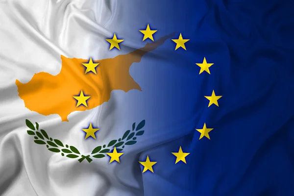 Drapeau de Chypre et de l'Union européenne — Photo