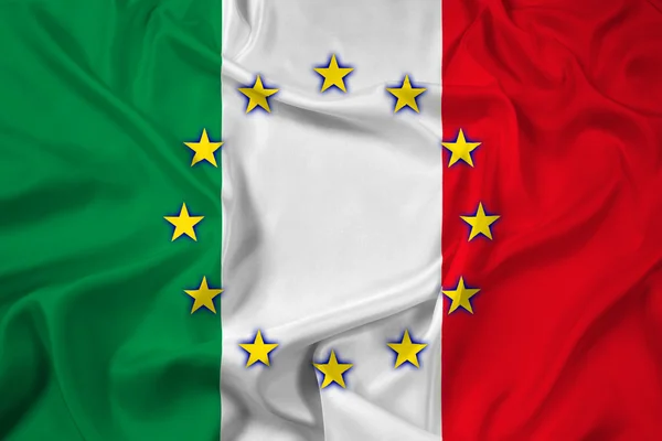 イタリア、欧州連合の旗を振る — ストック写真