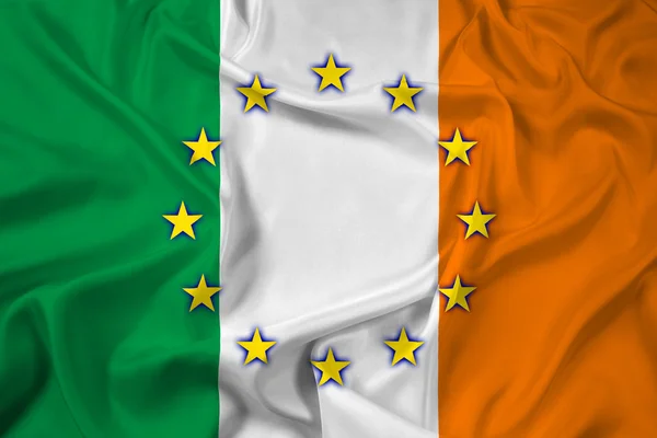 Drapeau de l'Irlande et de l'Union européenne — Photo