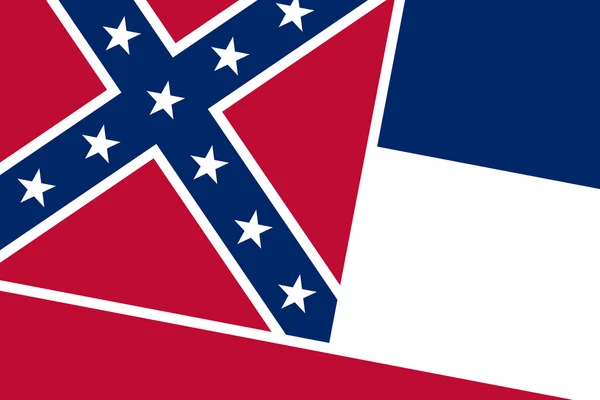 De vlag van de staat van de Mississippi. Close-up. — Stockfoto