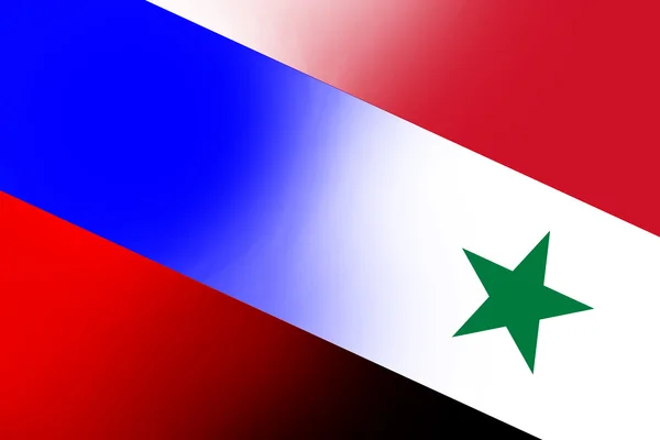 Vlag van Rusland en Syrië. Close-up. — Stockfoto