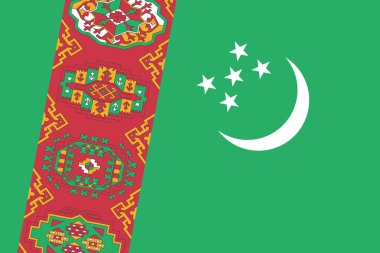 Türkmenistan bayrağı. yakın çekim.