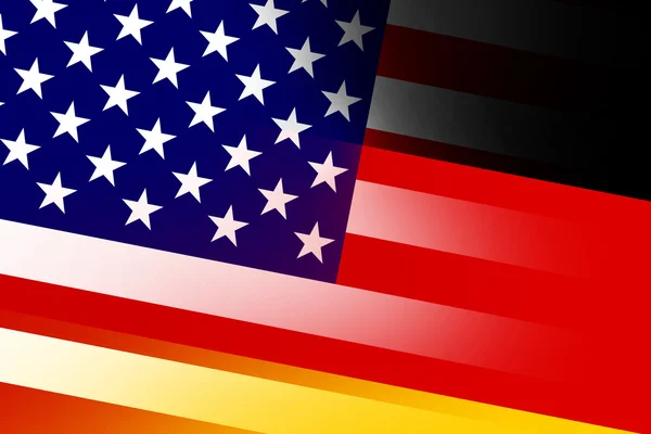 USA und Deutschland-Fahne. Nahaufnahme. — Stockfoto