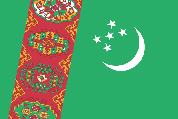 Turkmenistan flagga. närbild. — Stockfoto