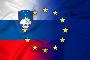 Slovenië en de Europese Unie vlag zwaaien