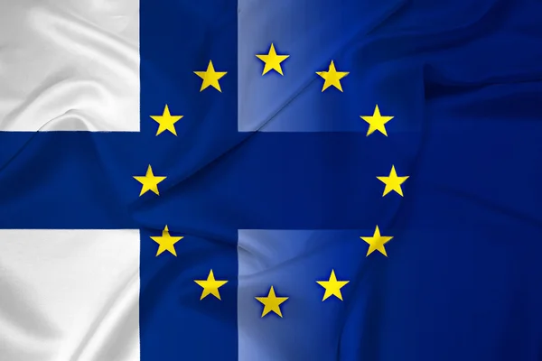 Viftar finland och Europeiska unionens flagga — Stockfoto