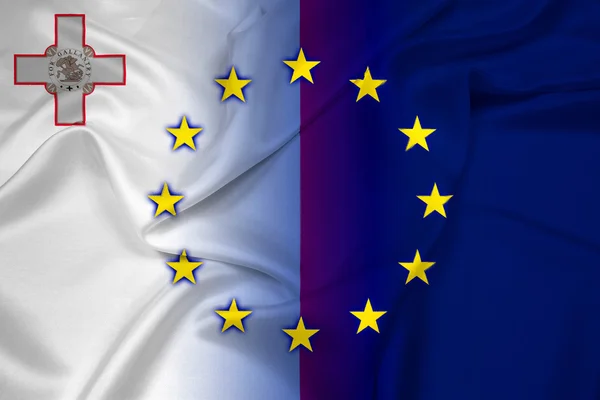 Drapeau de Malte et de l'Union européenne — Photo