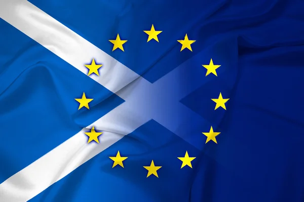 スコットランドと欧州連合の旗を振る — ストック写真