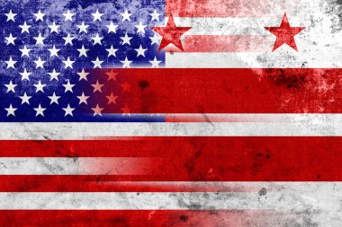 ABD ve Washington Dc bayrağı ve eski bir vintage ile bakmak