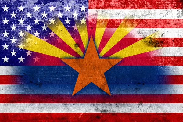 VS en Arizona-vlag met een vintage en oude kijken — Stockfoto