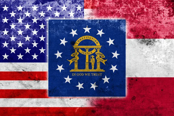 USA and Georgia State Flag with a vintage and old look — Stock Photo, Image