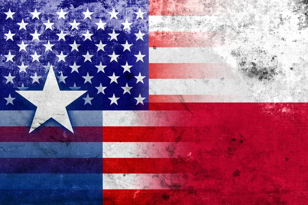 VS en Texas-vlag met een vintage en oude kijken — Stockfoto