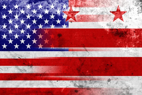 США і Вашингтон Dc прапор з урожай і старі подивитися — стокове фото