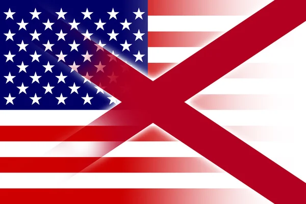 USA og Alabama State Flag - Stock-foto