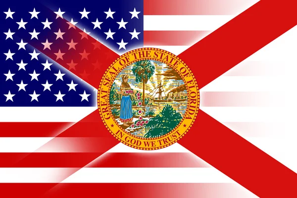 VS en Florida vlag — Stockfoto