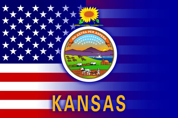 Drapeau des États-Unis et du Kansas — Photo