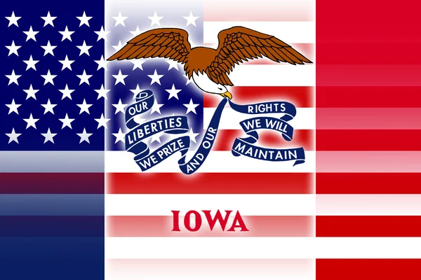 USA and Iowa State Flag — Stock Photo, Image