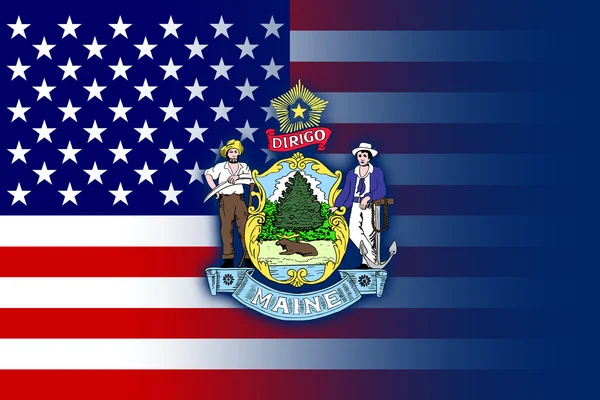USA and Maine State Flag — Stock Photo, Image