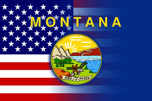 USA a Vlajka státu Montana — Stock fotografie