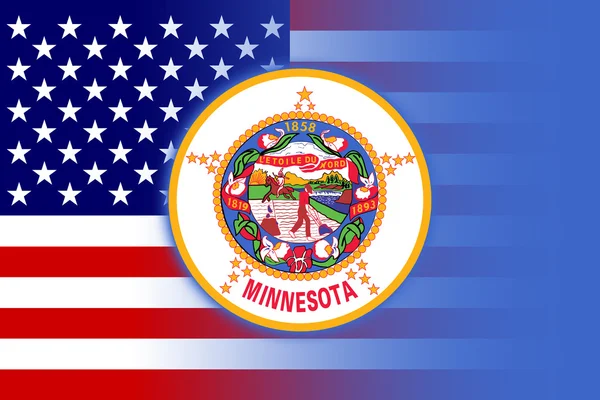 USA i Flaga stanu Minnesota — Zdjęcie stockowe