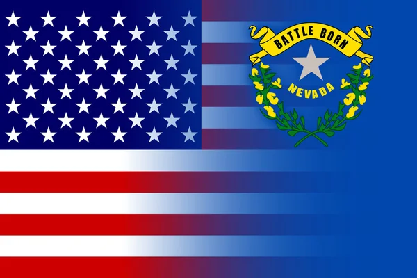 ABD ve Nevada Devlet bayrağı — Stok fotoğraf