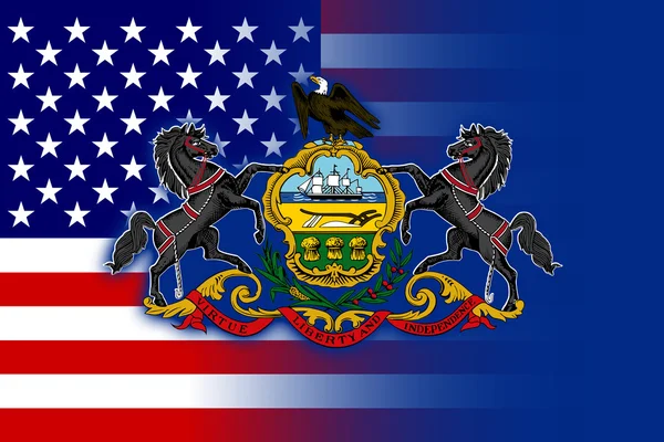 USA and Pennsylvania State Flag — Stock Photo, Image