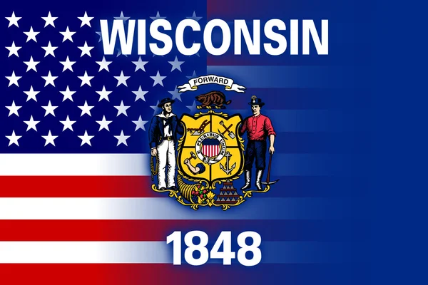 USA and Wisconsin State Flag — Stock Photo, Image