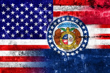 ABD ve Missouri Devlet bayrağı grunge duvara boyalı