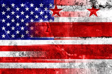 ABD ve Washington Dc bayrak grunge duvara boyalı