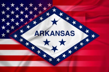 Dalgalanan ABD ve Arkansas Eyalet bayrağı
