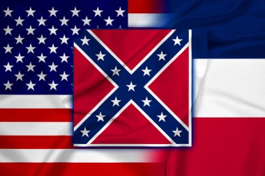 Dalgalanan ABD ve Mississippi Devlet bayrağı