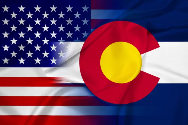 Waving USA and Colorado State Flag — Stock Photo, Image