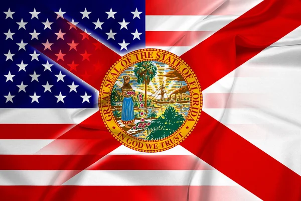 Mává Usa a Florida státu vlajky — Stock fotografie