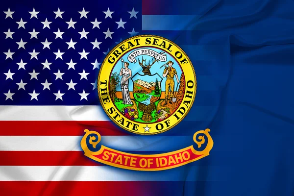 手を振っているアメリカ、アイダホ州の旗 — ストック写真
