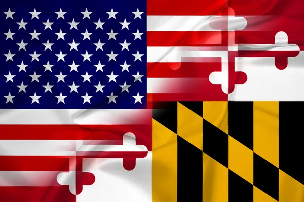 Ondeando la bandera de Estados Unidos y Maryland —  Fotos de Stock