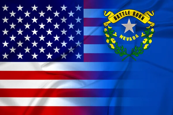 Waving USA and Nevada State Flag — Stock Photo, Image