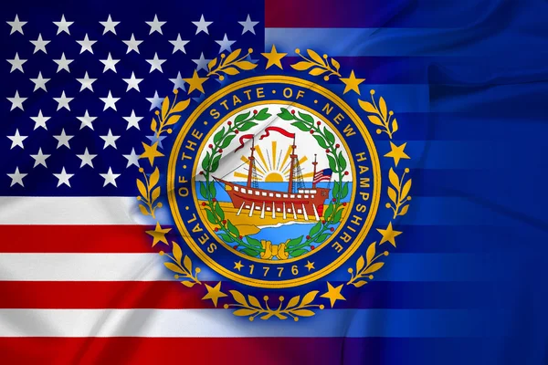 Waving USA and New Hampshire State Flag — Stock Photo, Image