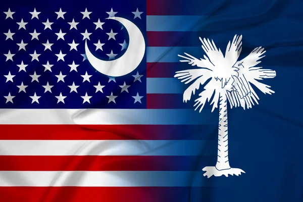 USA und South Carolina Staatsflagge schwenken — Stockfoto