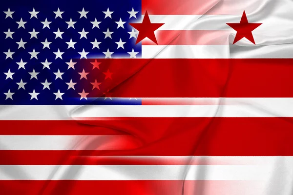 Acenando EUA e Washington DC Flag — Fotografia de Stock
