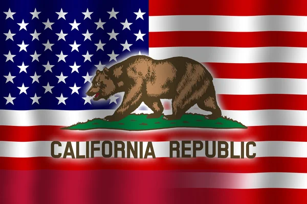 Viftande Usa och California State flagga — Stockfoto